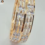 Mark Jewel - Beautiful White Stone Golden Bangles 3