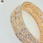 Mark Jewel - Beautiful White Stone Golden Bangles 5