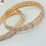 Mark Jewel - Beautiful White Stone Golden Bangles 7