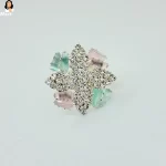 Mark Jewel - Dazzling Pink & Green Crystal White Stone Ring