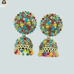 Mark Jewel - Deep Multicolor Floral Brass Earrings