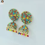 Mark Jewel - Deep Multicolor Floral Brass Earrings 3