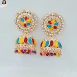 Mark Jewel - Multicolor Floral Brass Earrings