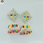 Mark Jewel - Multicolor Floral Square Brass Earrings 3