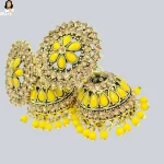 Mark Jewel - Yellow Floral Stone Kundan Earrings 2