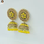 Mark Jewel - Yellow Floral Stone Kundan Earrings 3