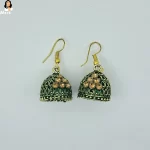 Mark Jewel - Yellow Stone Dark Green Brass Earrings