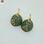 Mark Jewel - Yellow Stone Dark Green Brass Earrings 2